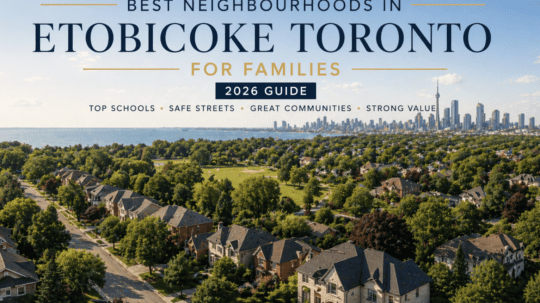 Best neighbourhoods in Etobicoke Toronto for families – residential streets with homes and greenery