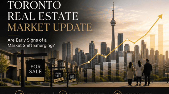 Toronto Real Estate Market Update featuring the Toronto skyline with rising home prices, tightening inventory, and increasing sales activity.